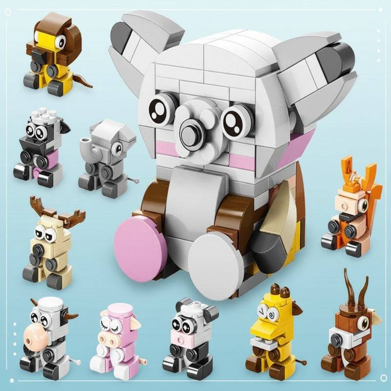 BlockCraft– Lernreich&unterhaltsam– Konstruktionsset Tiere | Pädagogisches Holzspielzeug von Mein Kleines Baby