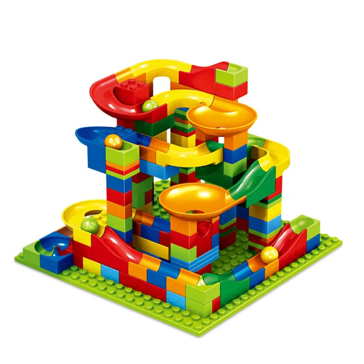 Blocks Marble Track™ - Erstellen Sie Ihre eigene Rennstrecke mit Bauklötzen - Murmelbahn 168er-Set | Pädagogisches Holzspielzeug von Mein Kleines Baby