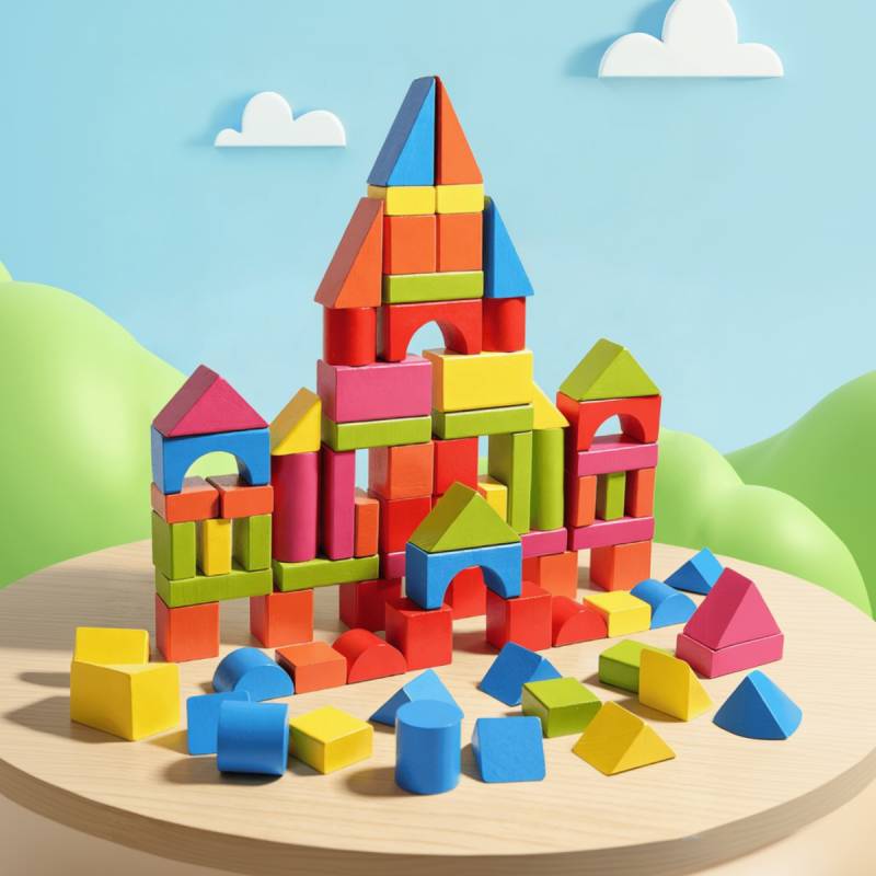 BlockyFun – Kreativ & Lernfördernd – 100-teiliges Holzbauklötze-Set 82 Stück (farbig) | Pädagogisches Holzspielzeug von Mein Kleines Baby
