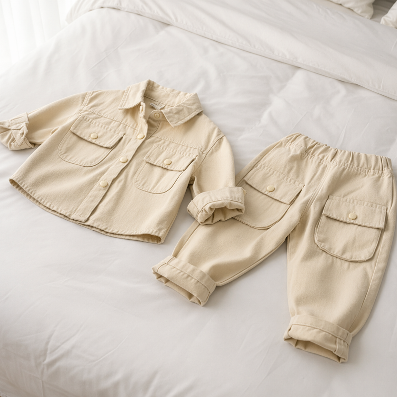 Boys Fashion– Trendy&Komfort– Cargo-Set für Jungen Sandbeige / 140 (7–8 Jahre) | Pädagogisches Holzspielzeug von Mein Kleines Baby