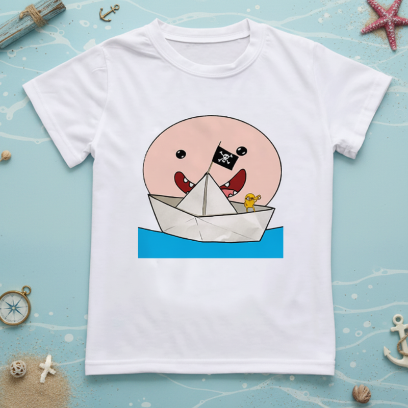 Boys & Girls Summer Tee – Bequem & Verspielt – Kinder-T-Shirt mit lustigem Aufdruck Papierboot / 100 (4–5 Jahre) | Pädagogisches Holzspielzeug von Mein Kleines Baby