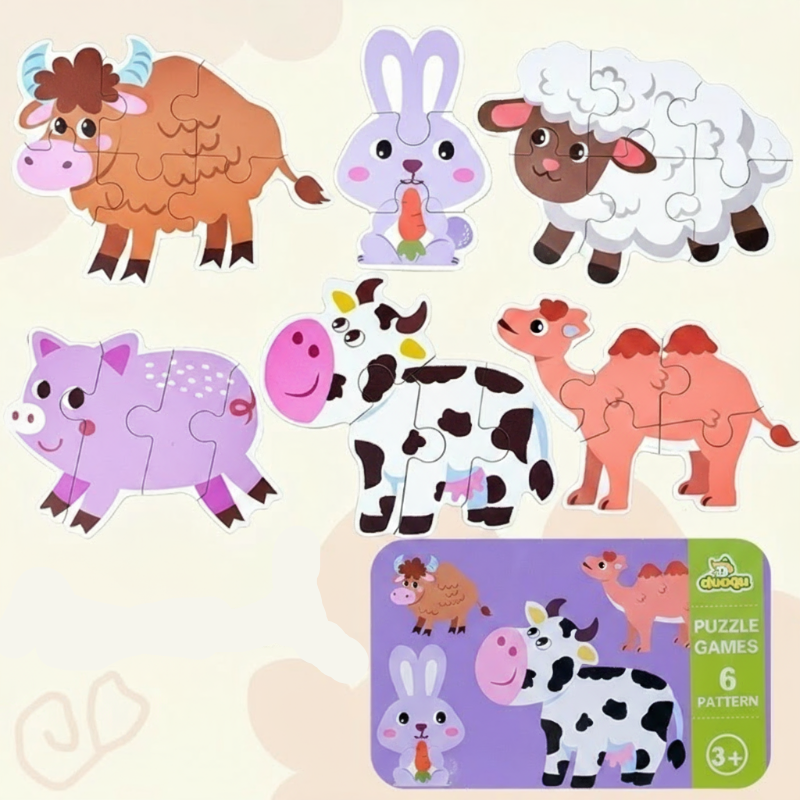 BrainBox– Lernen&Spielen– 3D-Holzpuzzle Bauernhof | Pädagogisches Holzspielzeug von Mein Kleines Baby