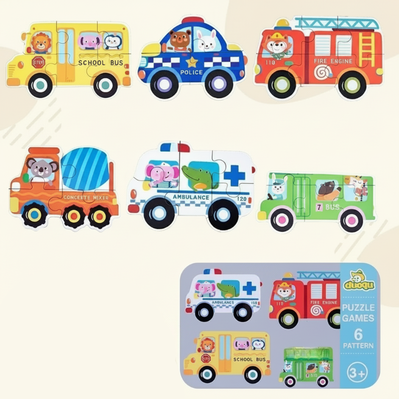 BrainBox– Lernen&Spielen– 3D-Holzpuzzle Verkehr | Pädagogisches Holzspielzeug von Mein Kleines Baby