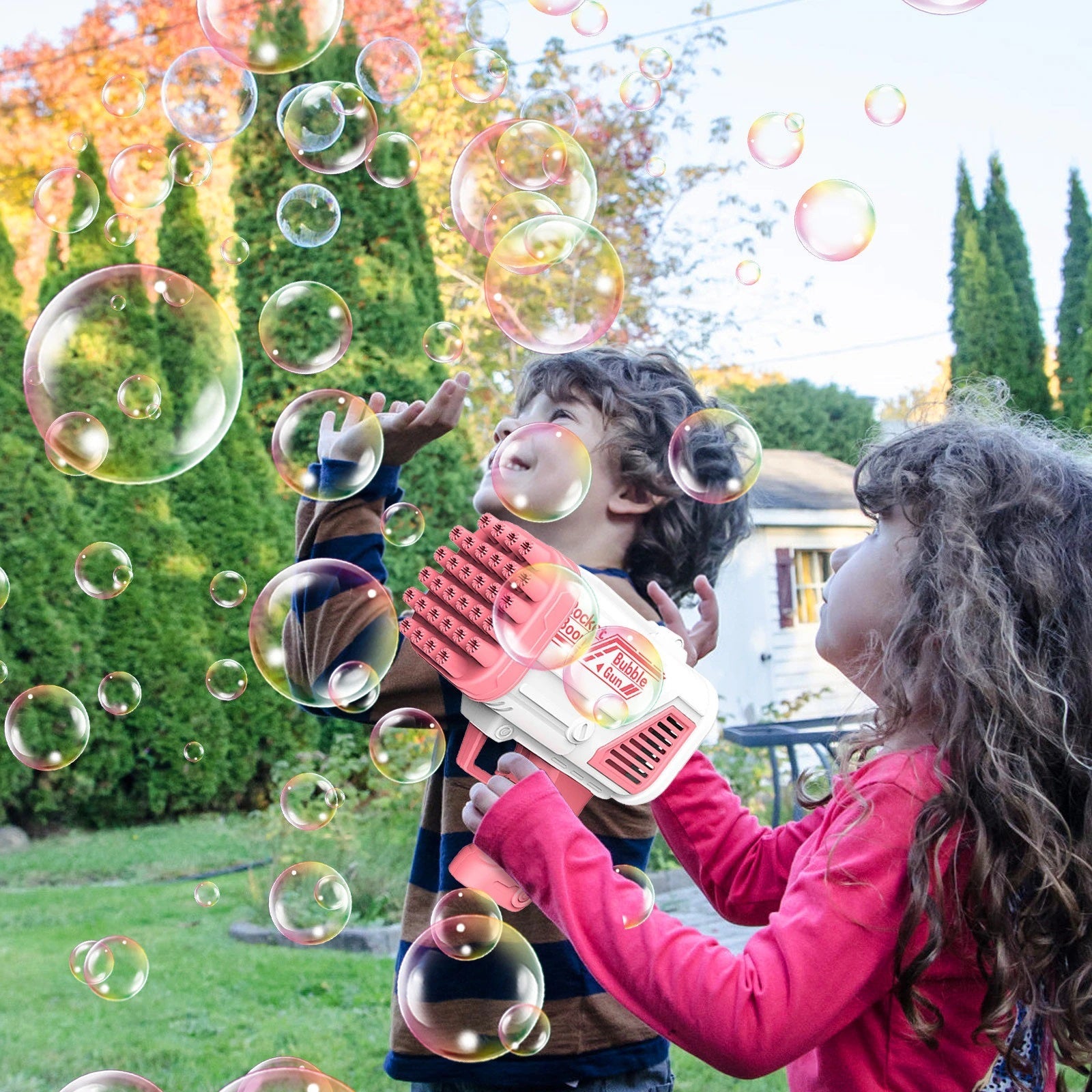 Bubble Bazooka™ - Boblesjov med bobler - Bobleblæsepistol Lyserød | Pädagogisches Holzspielzeug von Mein Kleines Baby