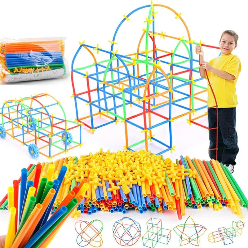 BuildPlay– Fantasie&Geschicklichkeit– Konstruktionsrohre mit Verbindungsstücken 100 Stück | Pädagogisches Holzspielzeug von Mein Kleines Baby