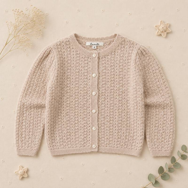 Buttoned Cardigan – Weich & bequem – Gestrickte Kinderweste Aprikose / 120 (6–7 Jahre) | Pädagogisches Holzspielzeug von Mein Kleines Baby