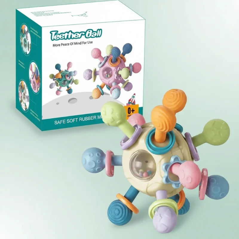 CalmChew– Weich&sicher– 3-in-1-Silikon-Beißring Gelb | Pädagogisches Holzspielzeug von Mein Kleines Baby