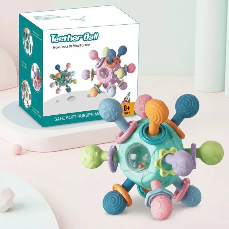 CalmChew– Weich&sicher– 3-in-1-Silikon-Beißring Grün | Pädagogisches Holzspielzeug von Mein Kleines Baby