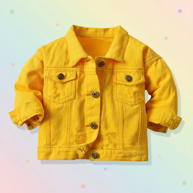 Candy Color Jeansjacke – Leichte Jeansjacke für Kinder Gelb / 70 (6–12 Monate) | Pädagogisches Holzspielzeug von Mein Kleines Baby