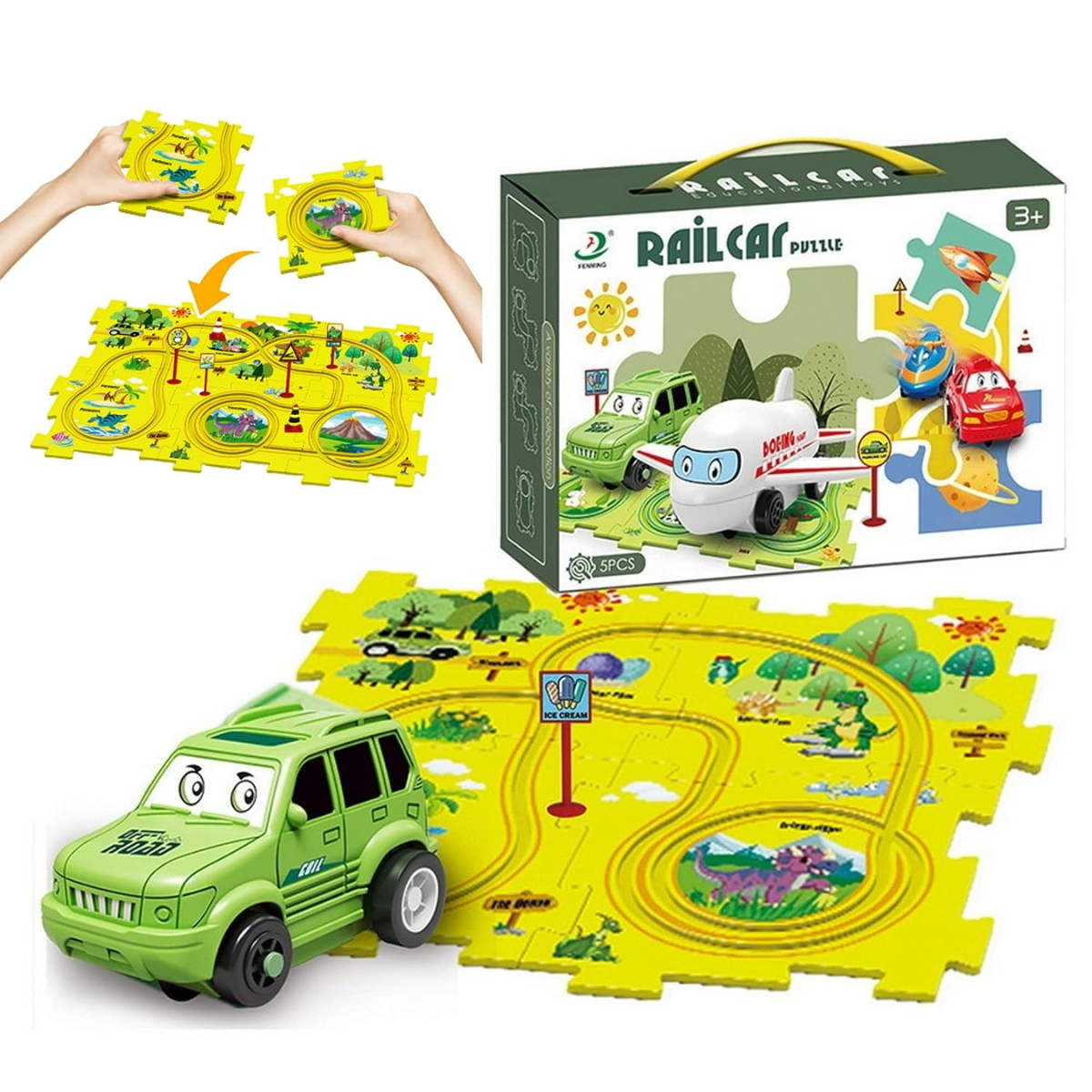 Car Track™ - Bauen, spielen und entdecken - Spielzeugauto-Set | Pädagogisches Holzspielzeug von Mein Kleines Baby