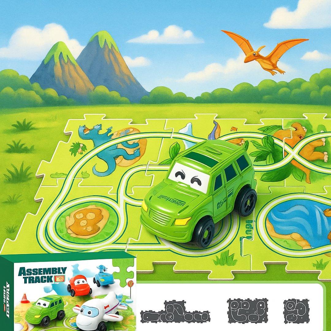 Car Track™ - Byg, leg og opdag - sæt med legetøjsbiler Grøn SUV / 25-delt | Pädagogisches Holzspielzeug von Mein Kleines Baby