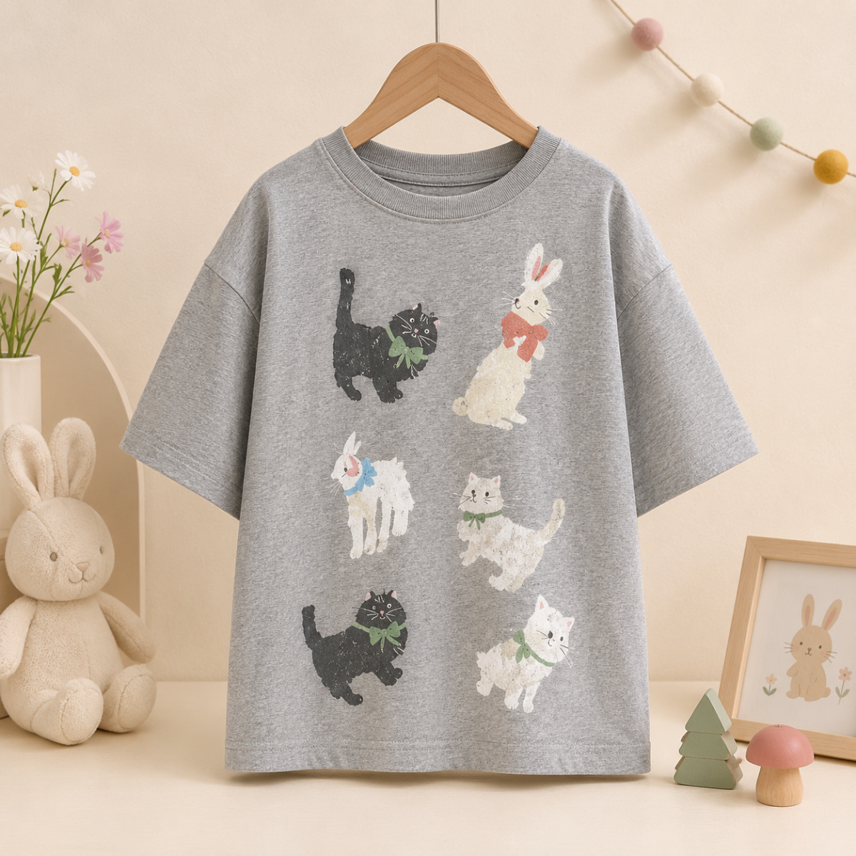CatFun – Lässig & Verspielt – Oversized-T-Shirt mit Katzenprint 140 (7–8 Jahre) | Pädagogisches Holzspielzeug von Mein Kleines Baby