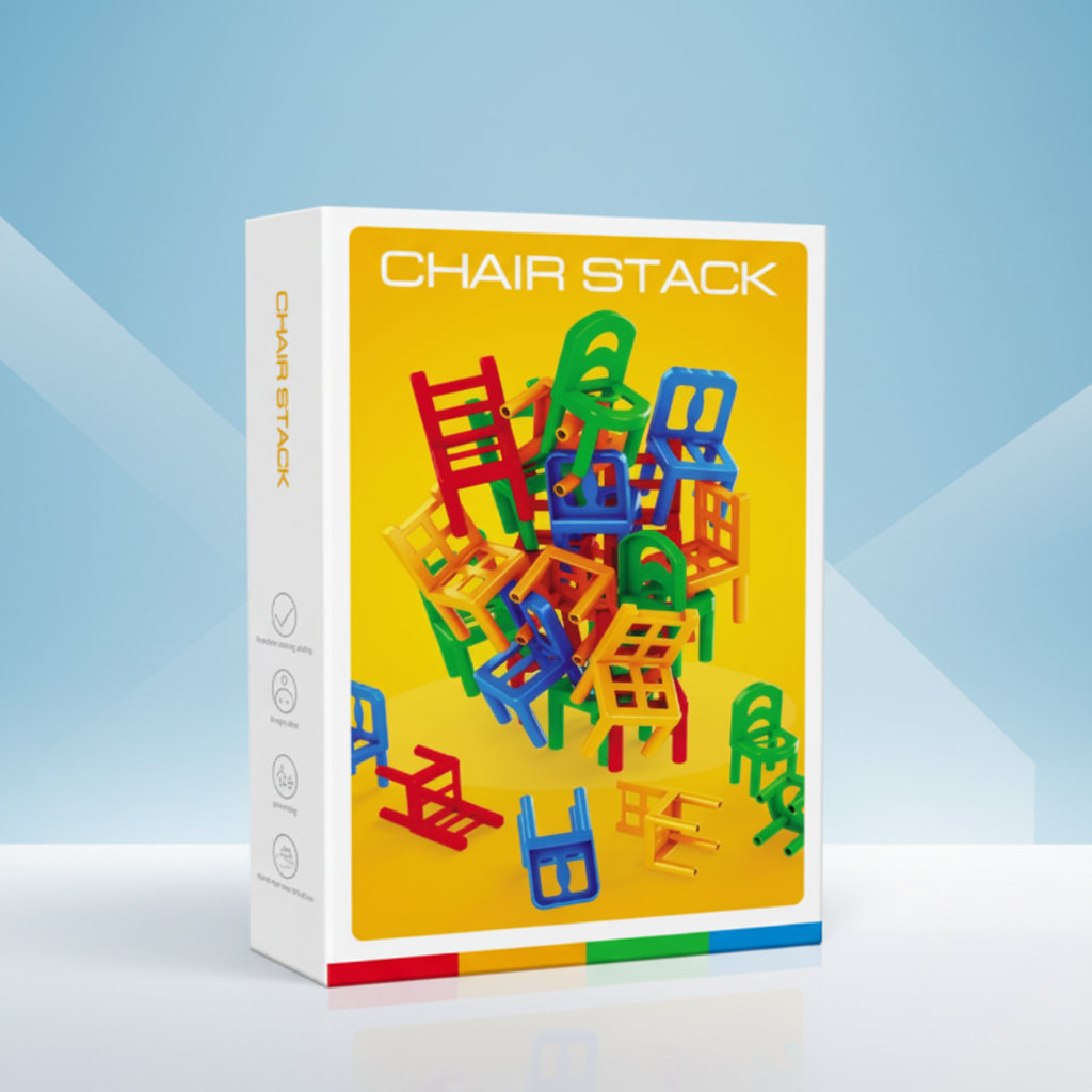 Chair Stack™ - Interaktiv & Kreativität fördern - Stapelstuhlspiel 36 Einheiten | Pädagogisches Holzspielzeug von Mein Kleines Baby