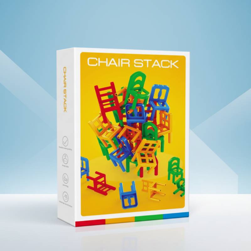 Chair Stack™ - Interaktiv & Kreativität fördern - Stapelstuhlspiel 42 Einheiten | Pädagogisches Holzspielzeug von Mein Kleines Baby