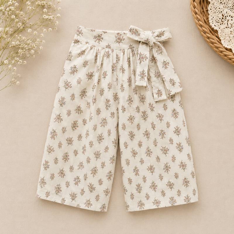 Chic Skirt & Wide Leg Pants – Elegant & Komfort – Lässige Kinderbekleidung Vintage Floral Wide-Leg Pants / 140 (7–8 Jahre) | Pädagogisches Holzspielzeug von Mein Kleines Baby