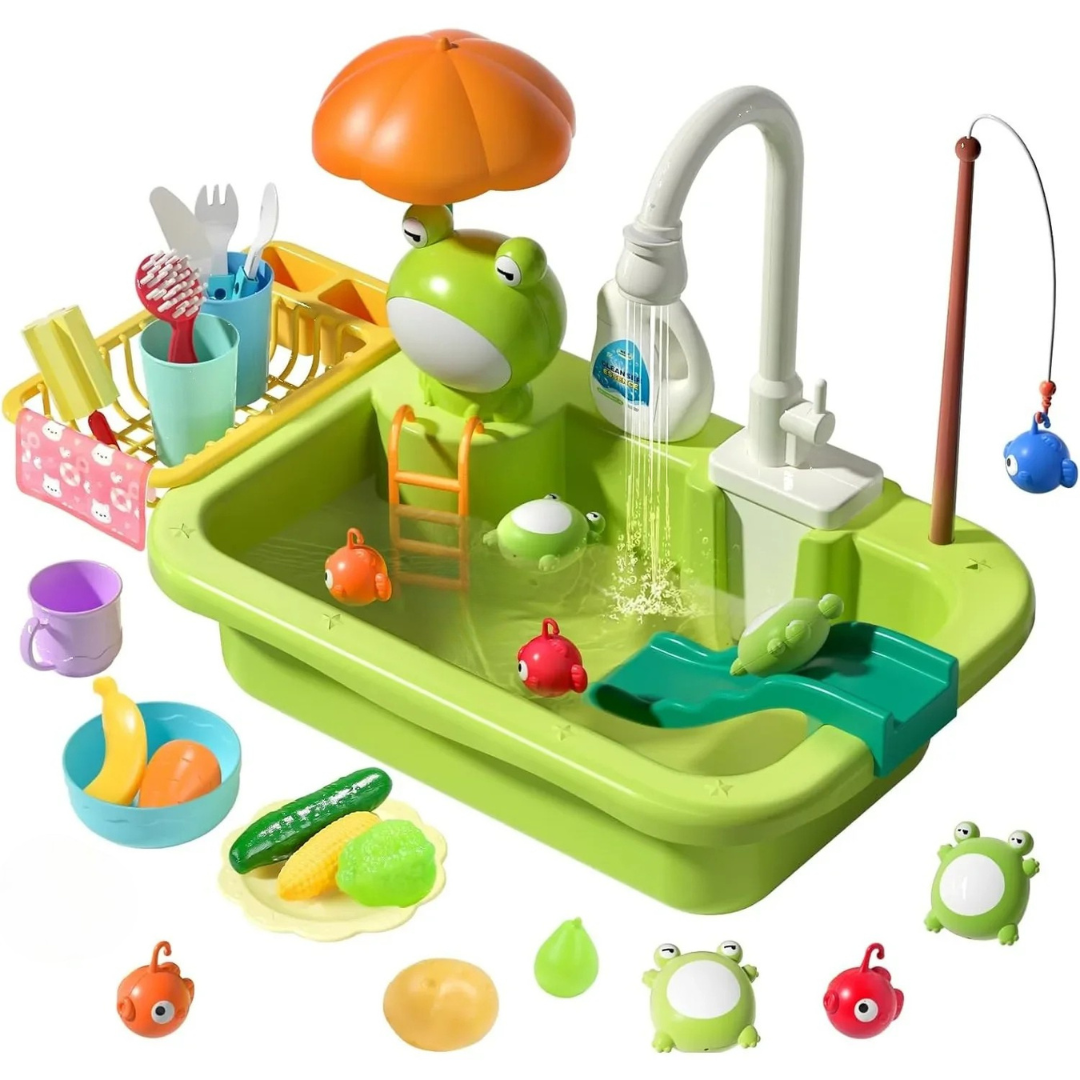 Children Kitchen– Wasserspaß&Lernen– 2-in-1-Spülbecken Frosch | Pädagogisches Holzspielzeug Children Kitchen– Wasserspaß&Lernen– 2-in-1-Spülbecken Frosch | Pädagogisches Holzspielzeug von Mein Kleines Baby