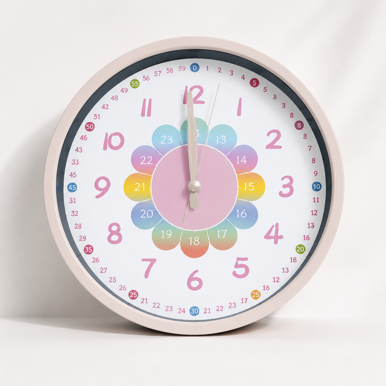 ChildrenTime – Unabhängig & leise - pädagogische Kinder-Wanduhr Bunte Blume | Pädagogisches Holzspielzeug von Mein Kleines Baby