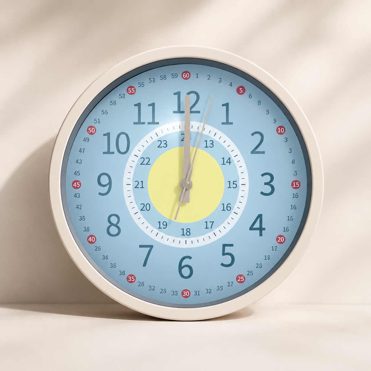 ChildrenTime – Unabhängig & leise - pädagogische Kinder-Wanduhr Frisches Blau | Pädagogisches Holzspielzeug von Mein Kleines Baby