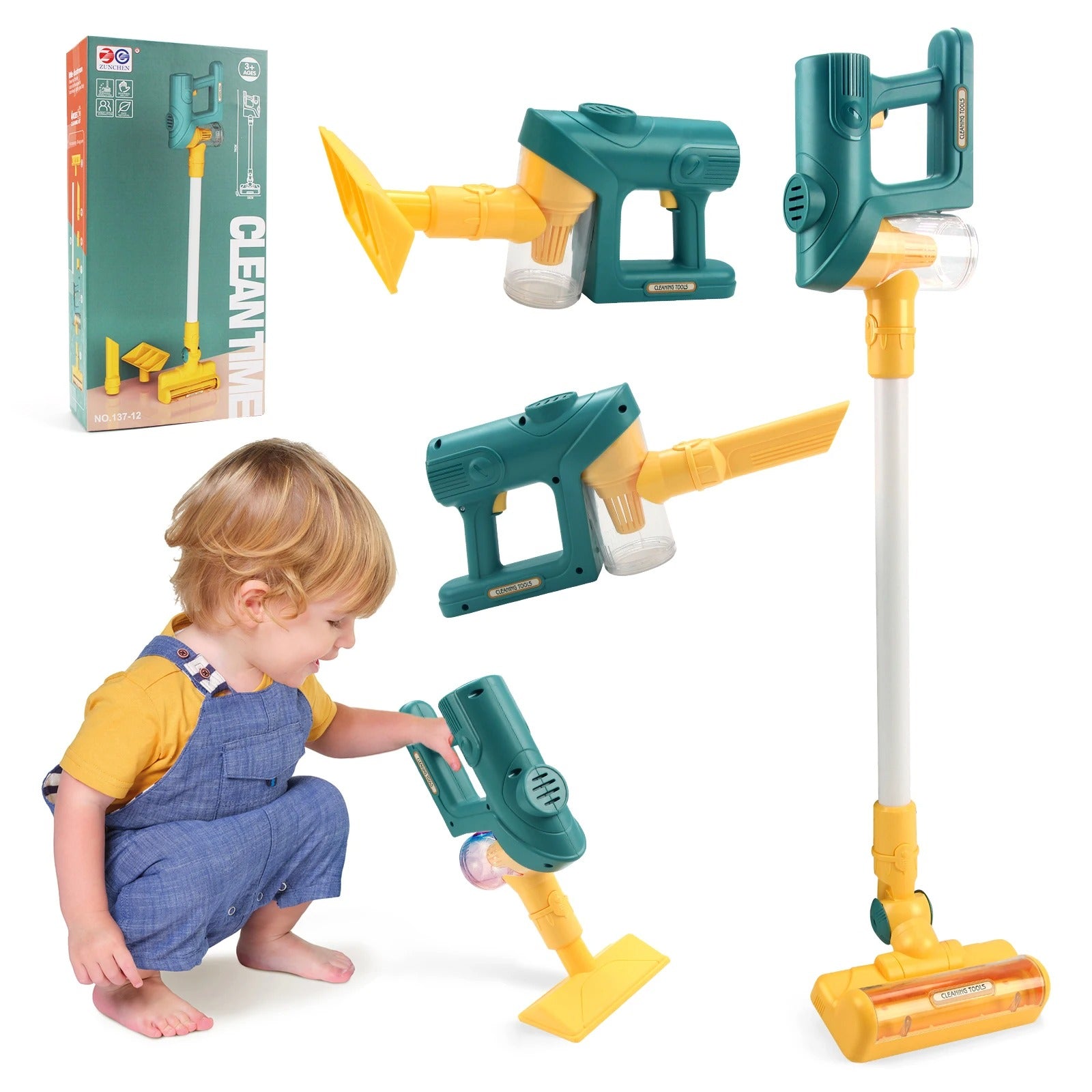 Cleantime™ - Kleinstaubsammler - Spielzeugstaubsauger Grün | Pädagogisches Holzspielzeug von Mein Kleines Baby