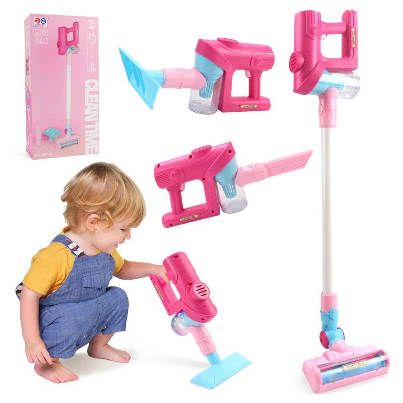 Cleantime™ - Kleinstaubsammler - Spielzeugstaubsauger Rosa | Pädagogisches Holzspielzeug von Mein Kleines Baby