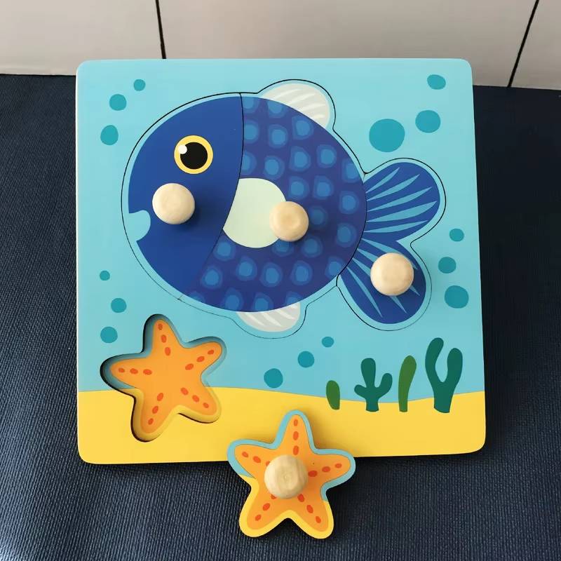 Clever Puzzle™ - Intelligentes Spielen - Holzpuzzle Fisch | Pädagogisches Holzspielzeug von Mein Kleines Baby