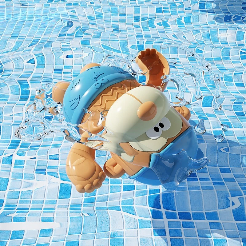 Clockwork Monkey Toy – Leg og vandhygge – Opladeligt bade-legetøj Blå | Pädagogisches Holzspielzeug von Mein Kleines Baby