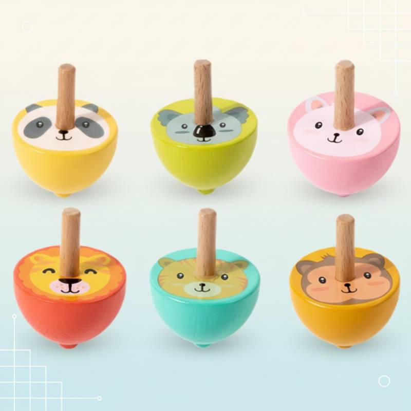 ColorSpin– Holz&Spielzeug– Holz-Fidget-Kreisel Tiere (farbig) | Pädagogisches Holzspielzeug von Mein Kleines Baby