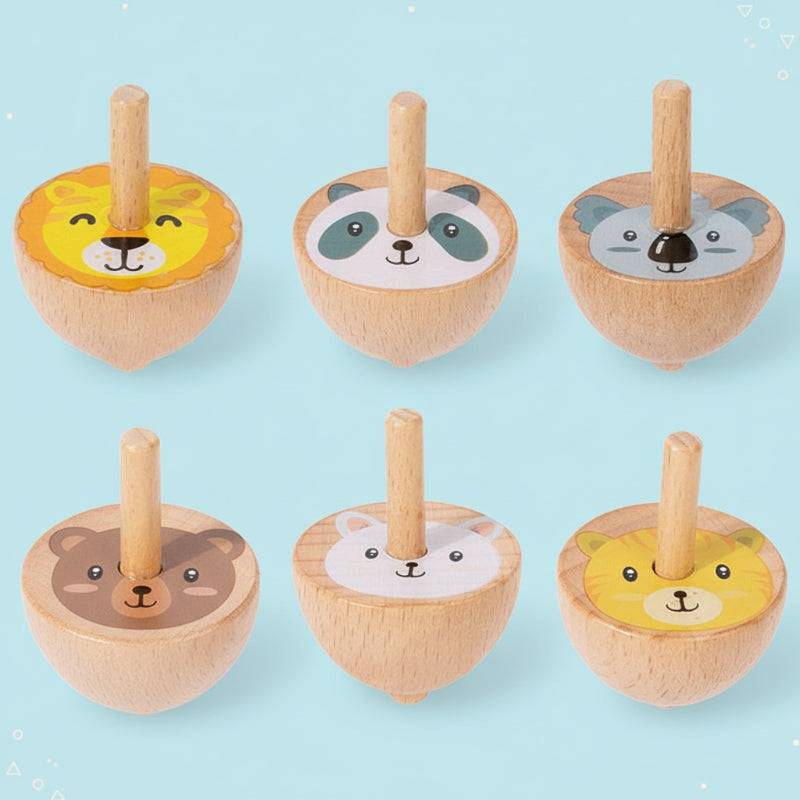 ColorSpin– Holz&Spielzeug– Holz-Fidget-Kreisel Tiere (holzfarben) | Pädagogisches Holzspielzeug von Mein Kleines Baby