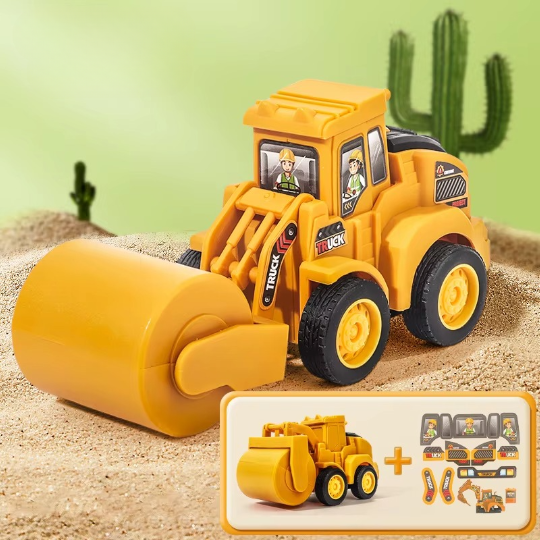 Construction Toy™ - Kleine Ingenieure in Aktion - Spielzeugbagger Walze | Pädagogisches Holzspielzeug von Mein Kleines Baby