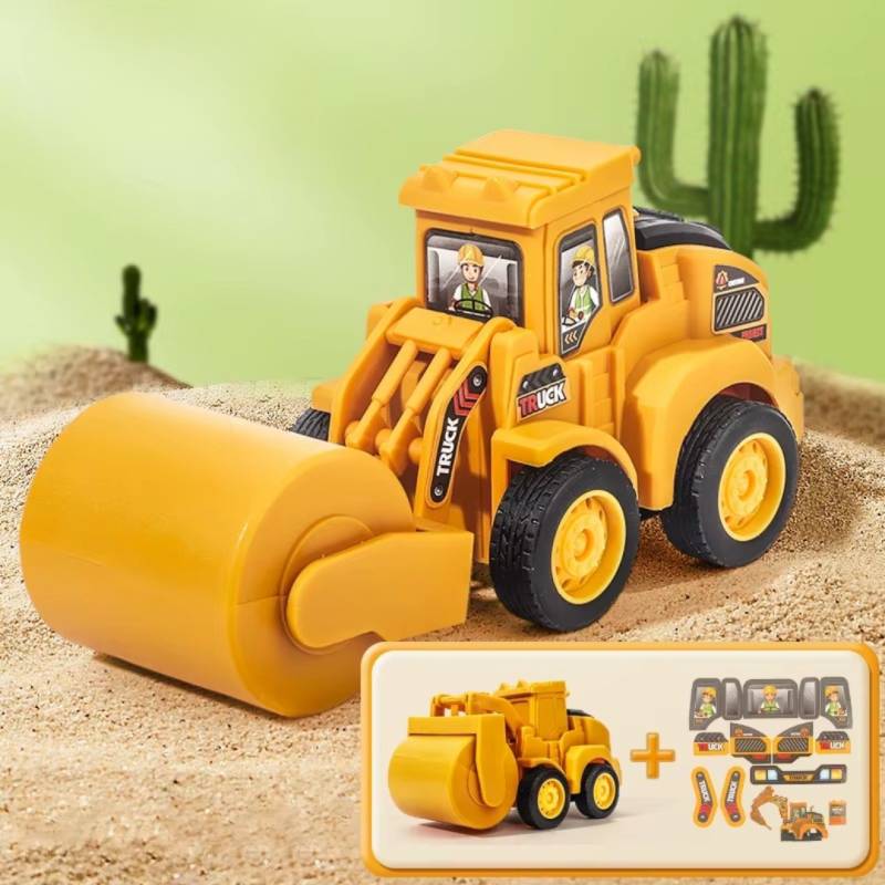 Construction Toy™ - Kleine Ingenieure in Aktion - Spielzeugbagger Walze | Pädagogisches Holzspielzeug von Mein Kleines Baby