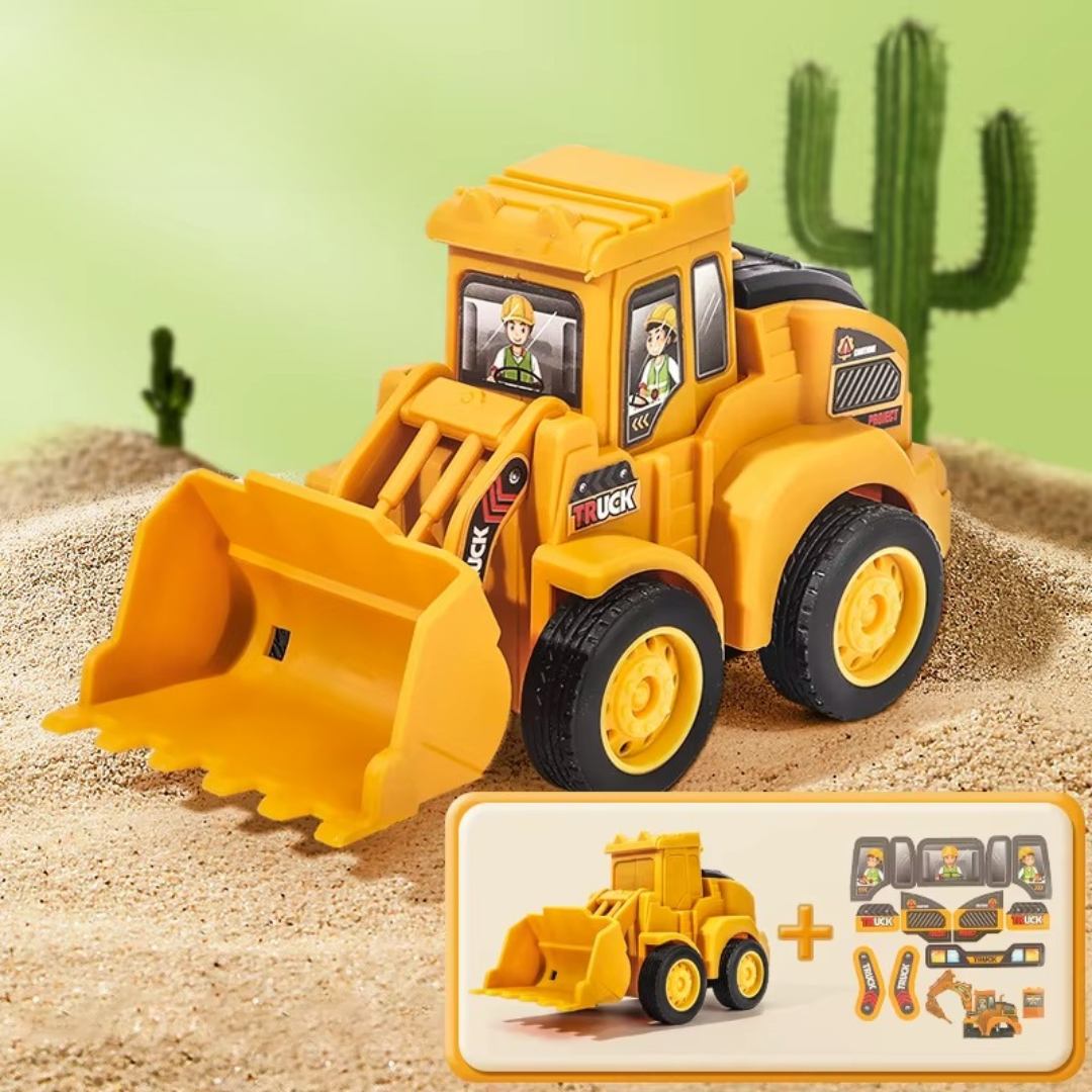 Construction Toy™ - Små ingeniører i aktion - Legetøjsgravemaskine Bulldozer | Pädagogisches Holzspielzeug von Mein Kleines Baby