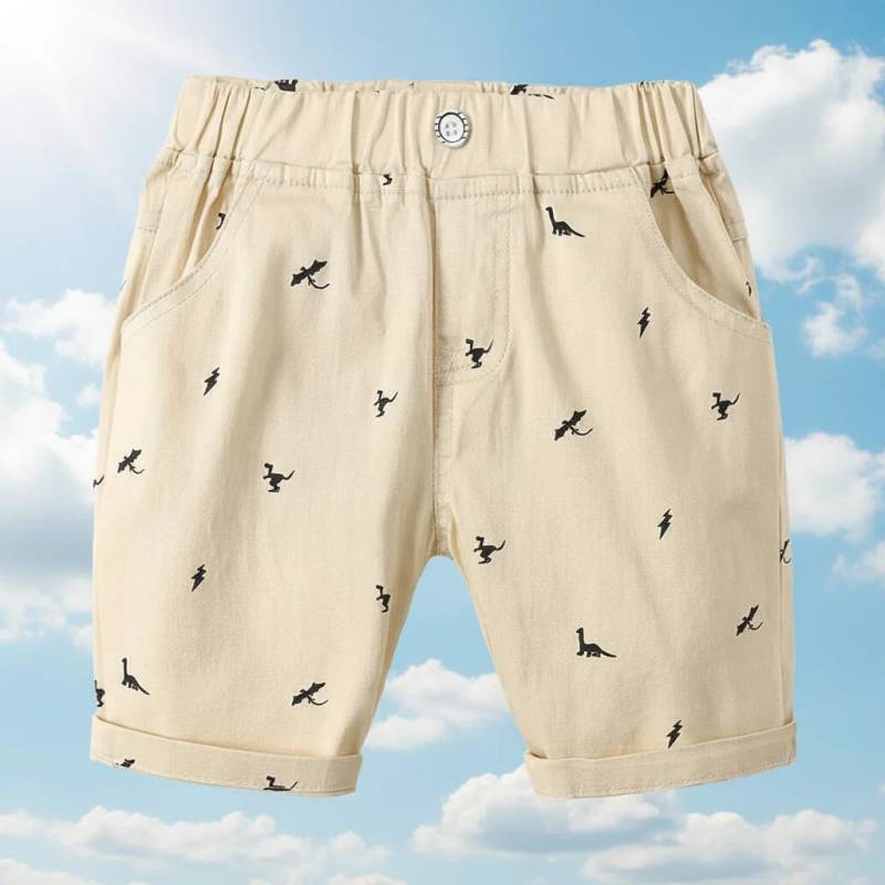 CoolKiddo– Frisch und bequem – Shorts mit Dino-Motiv Khaki / 100 (2–3 Jahre) | Pädagogisches Holzspielzeug von Mein Kleines Baby