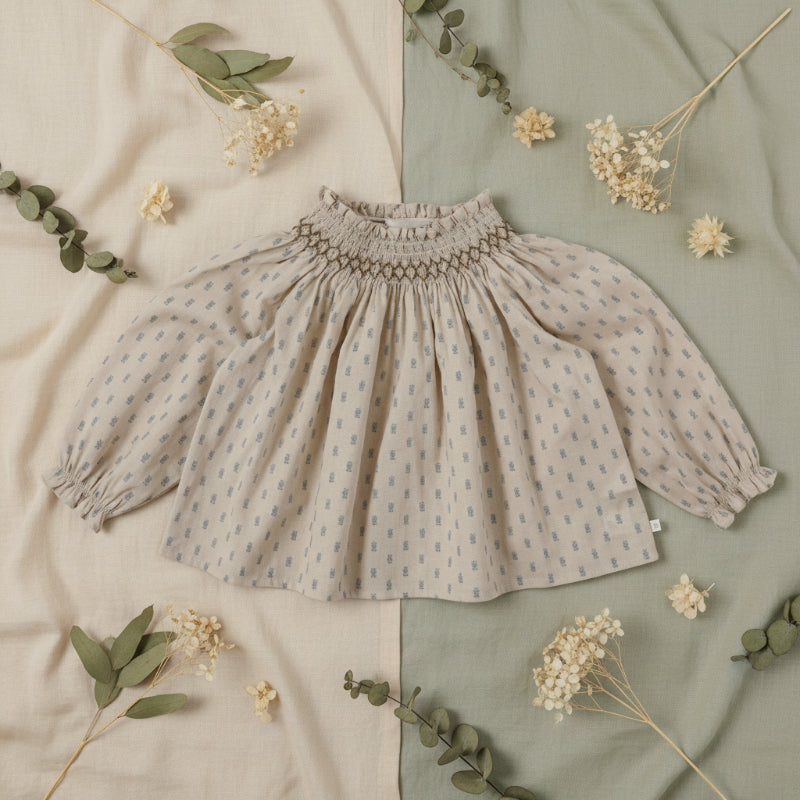 Cotton Shirt & Shorts – Leicht & bequem – Sommer-Set für Kinder Aprikose – Blau / 100 (3–4 Jahre) / Oben | Pädagogisches Holzspielzeug von Mein Kleines Baby