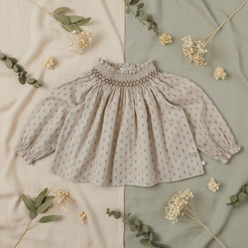 Cotton Shirt & Shorts – Leicht & bequem – Sommer-Set für Kinder Aprikose – Blau / 100 (3–4 Jahre) / Oben | Pädagogisches Holzspielzeug von Mein Kleines Baby