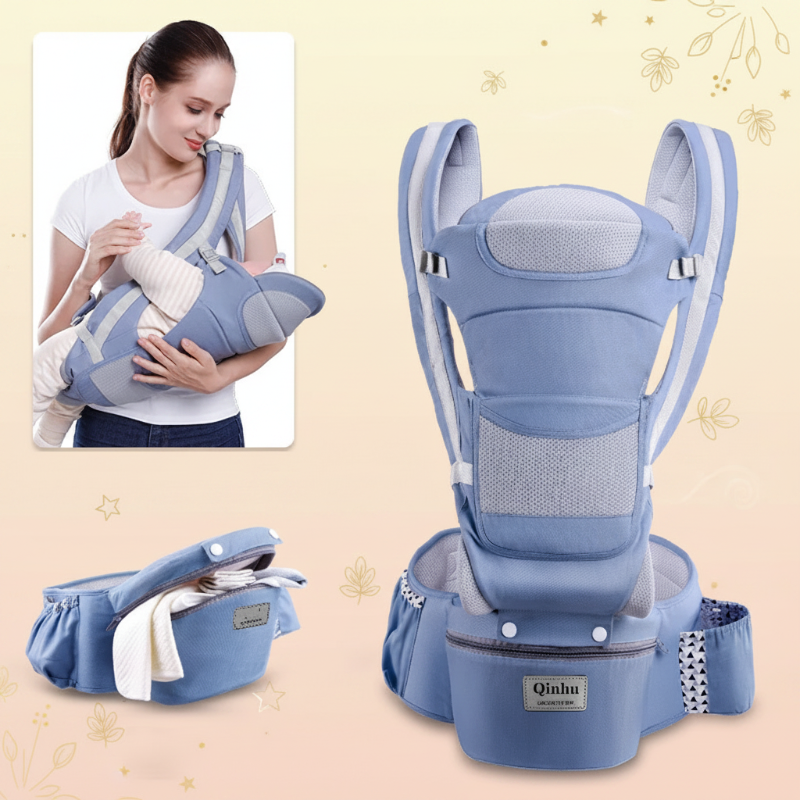 CozyCarry – Praktisch & verstellbar – 3-in-1-Kindertrage Blau | Pädagogisches Holzspielzeug von Mein Kleines Baby
