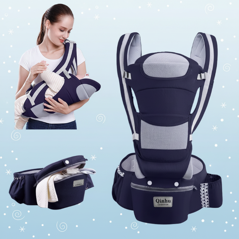 CozyCarry – Praktisch & verstellbar – 3-in-1-Kindertrage Dunkelblau | Pädagogisches Holzspielzeug von Mein Kleines Baby