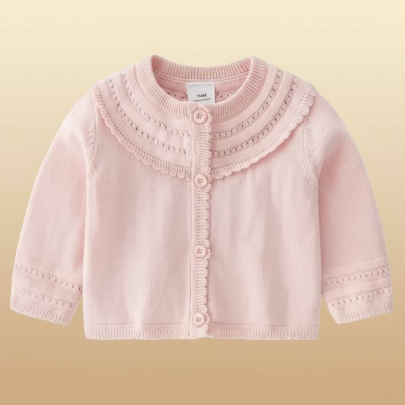 CozyCub– Bequem&Modisch– Gestrickter Kinder-Cardigan-Pullover Hellrosa / 80 (6-12 Monate) | Pädagogisches Holzspielzeug von Mein Kleines Baby