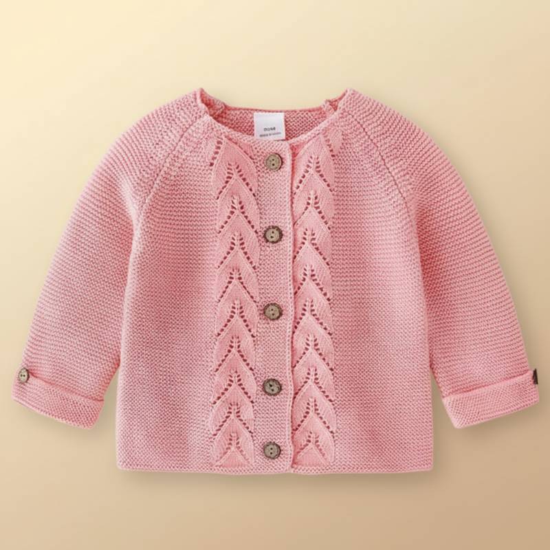 CozyCub– Bequem&Modisch– Gestrickter Kinder-Cardigan-Pullover Mörkrosa / 120 (3-4 Jahre) | Pädagogisches Holzspielzeug von Mein Kleines Baby