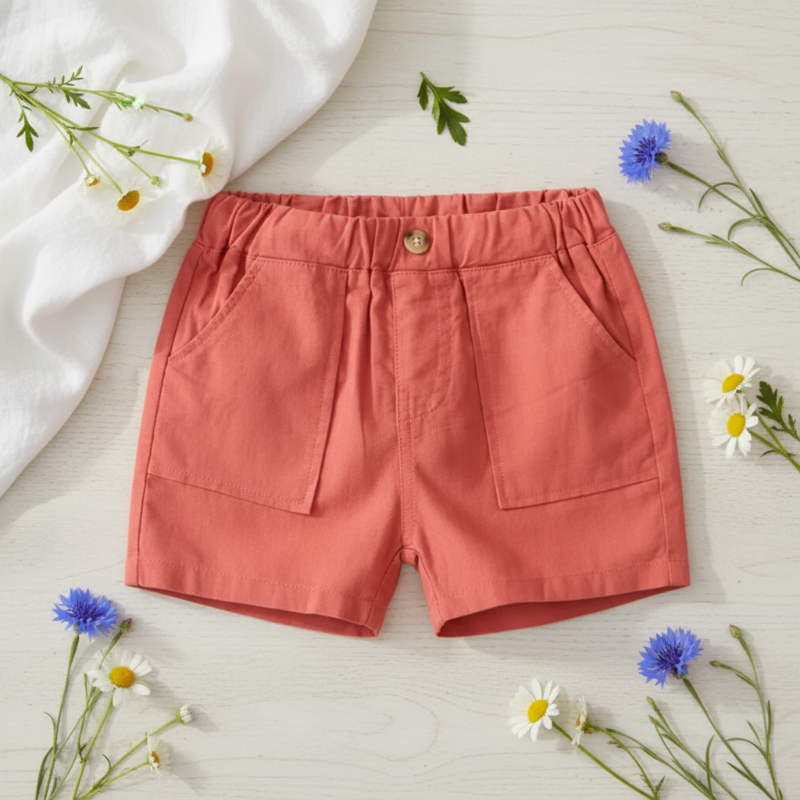 CozyMove– Weich&Frei– Kurze Hose „Shorts“ Rot / 120 (6–7 Jahre) | Pädagogisches Holzspielzeug von Mein Kleines Baby