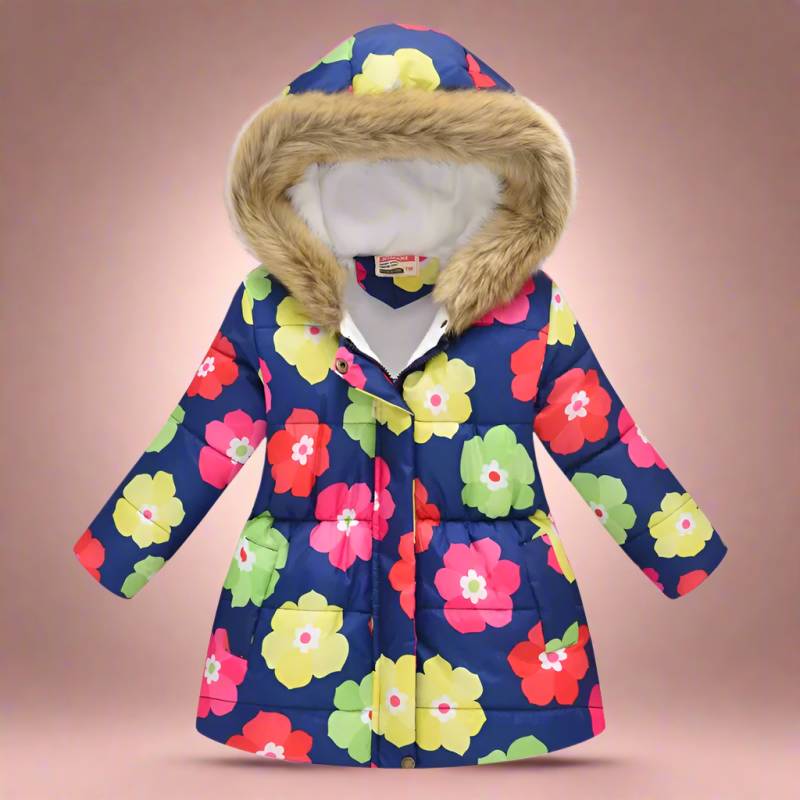 CozyTrend – Elegant & gemütlich – Steppjacke für Mädchen Bunter Blumendruck / 140 (7-8 Jahre) | Pädagogisches Holzspielzeug von Mein Kleines Baby