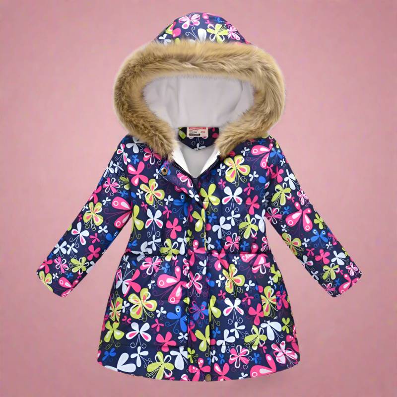 CozyTrend– Elegant&gemütlich – Steppjacke für Mädchen Rosa Blumendruck / 150 (8-10 Jahre) | Pädagogisches Holzspielzeug von Mein Kleines Baby