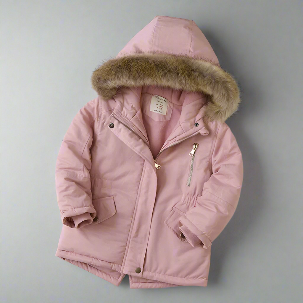 CozyTrend– Eleganter&warmer Parka-Wintermantel mit Pelzkragen Rosa / 100 (2–3 Jahre) | Pädagogisches Holzspielzeug von Mein Kleines Baby