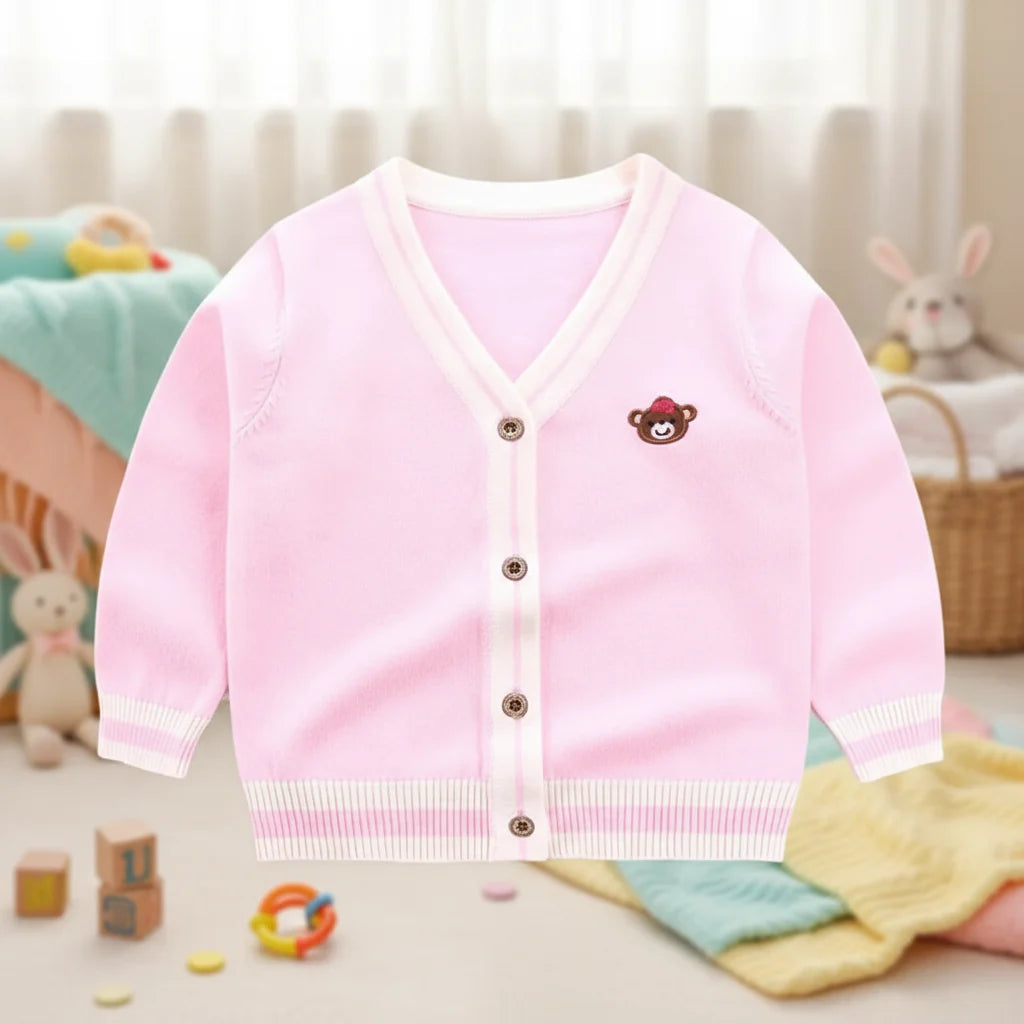 CozziWear– Warm&Trendy– Strickjacke mit Bären Rosa / 100 (3 Jahre) | Pädagogisches Holzspielzeug von Mein Kleines Baby