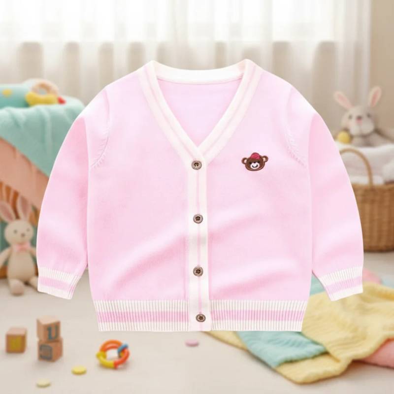 CozziWear– Warm&Trendy– Strickjacke mit Bären Rosa / 100 (3 Jahre) | Pädagogisches Holzspielzeug von Mein Kleines Baby