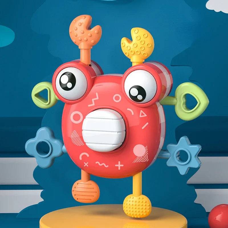 Crab Pull Toy™ – Sjovt at gribe og trække – Krabbe som sensorisk bidering Rød | Pädagogisches Holzspielzeug von Mein Kleines Baby