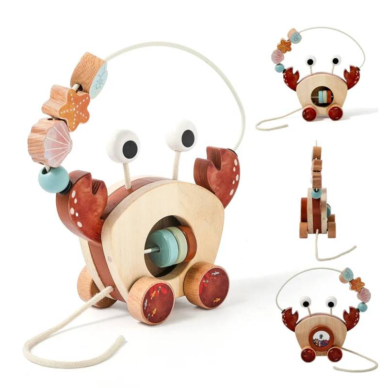Crab Pull Toy™ – Spielen&Lernen– Hölzerne Krabbe | Pädagogisches Holzspielzeug von Mein Kleines Baby