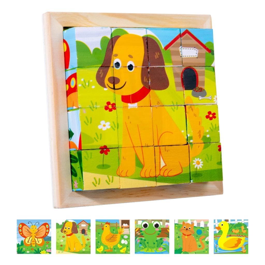 CubePuzzle– Spaß und Bildung - 3D-Holzklötze Puzzle Ranch | Pädagogisches Holzspielzeug von Mein Kleines Baby