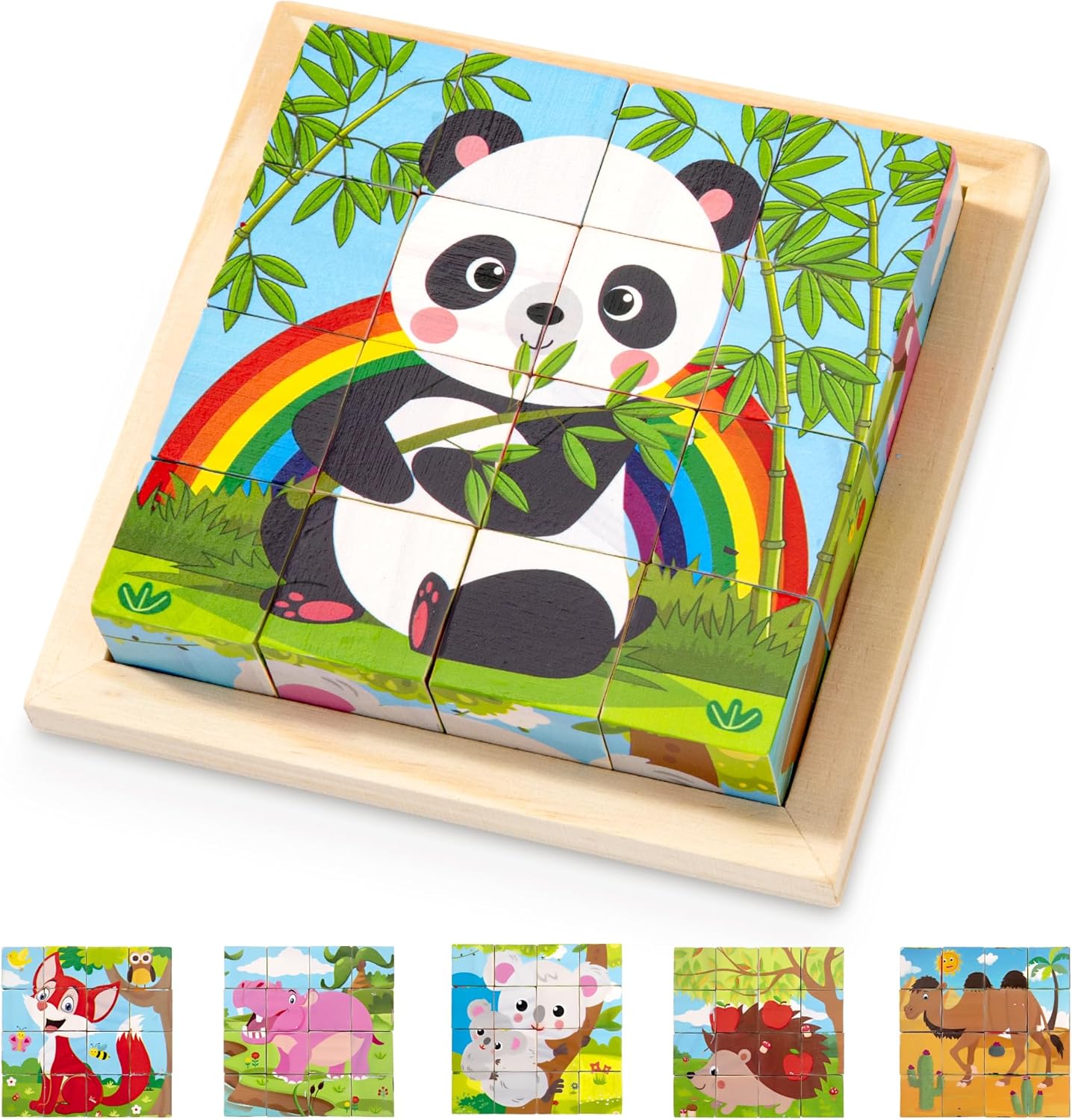 CubePuzzle– Spaß und Bildung - 3D-Holzklötze Puzzle Tiere | Pädagogisches Holzspielzeug von Mein Kleines Baby