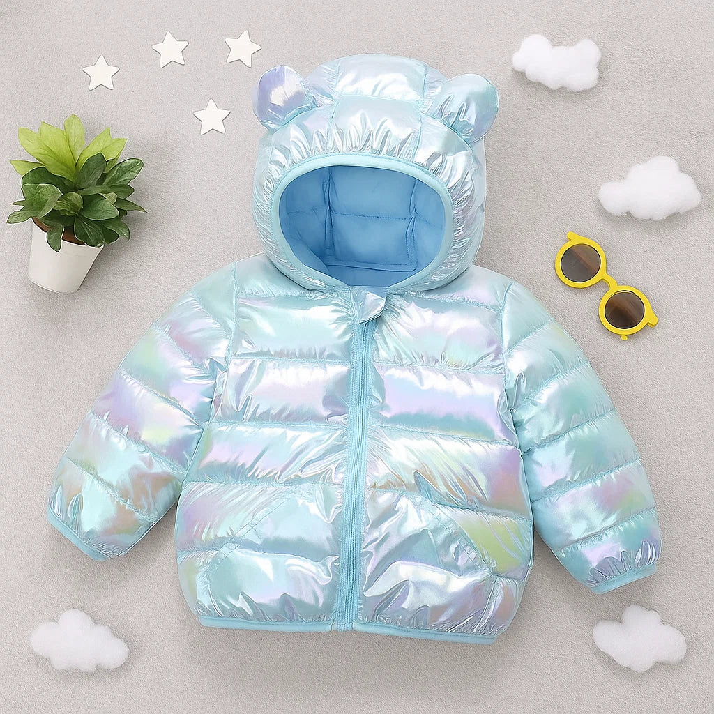 CuddleCoat– Dicke wattierte Jacke mit Bärenkapuze Blau / 100 (3 Jahre / 40 cm / 50 cm) | Pädagogisches Holzspielzeug von Mein Kleines Baby