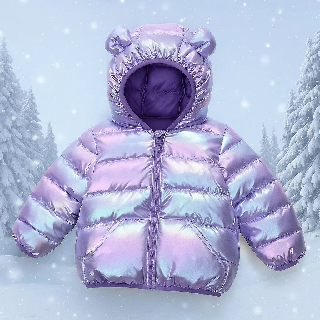 CuddleCoat– Dicke wattierte Jacke mit Bärenkapuze Violett / 100 (3 Jahre / 40 cm / 50 cm) | Pädagogisches Holzspielzeug von Mein Kleines Baby